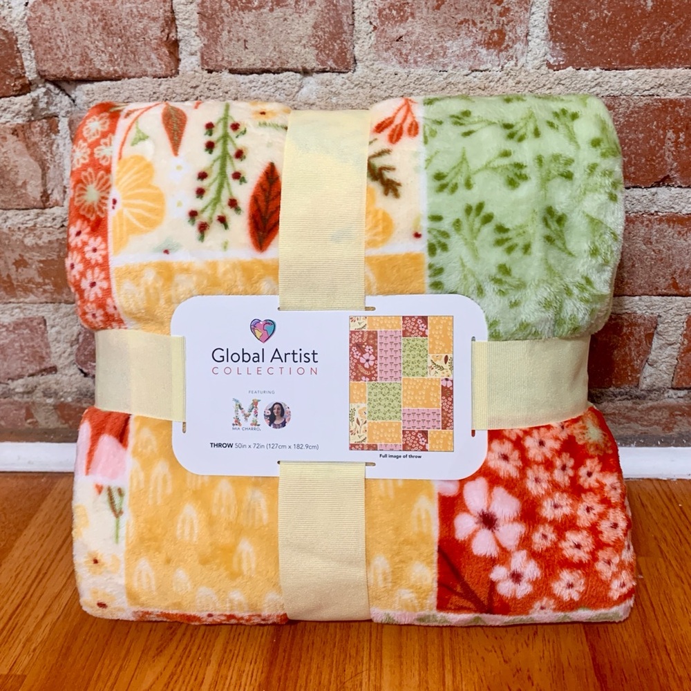 Floral Patchwork Plush Throw Blanket